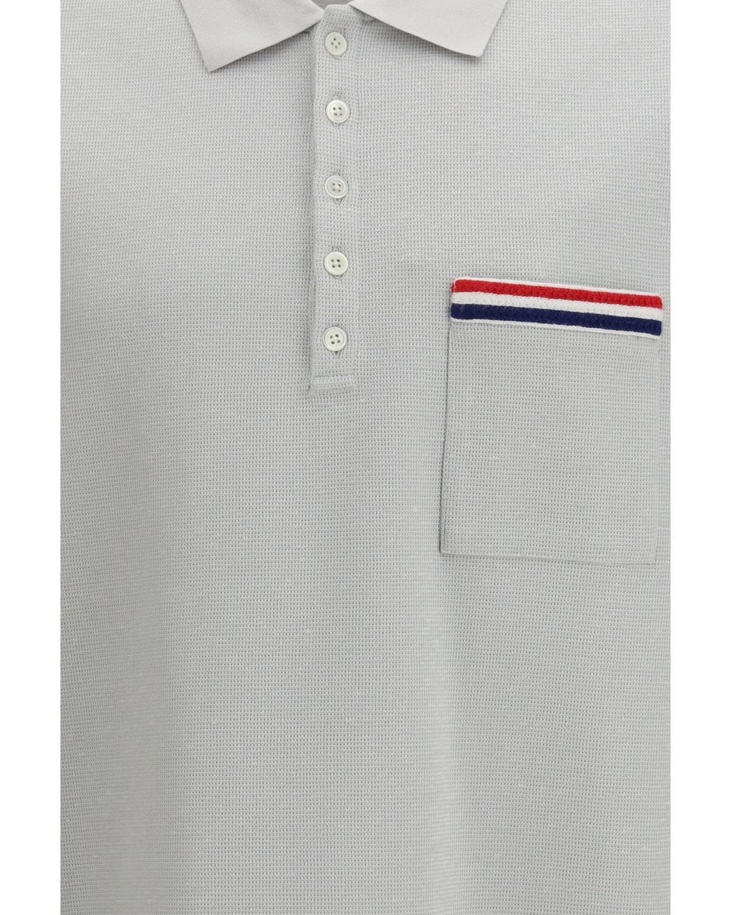 Thom Browne Gray Short-Sleeve Polo With Chest Pocket for men