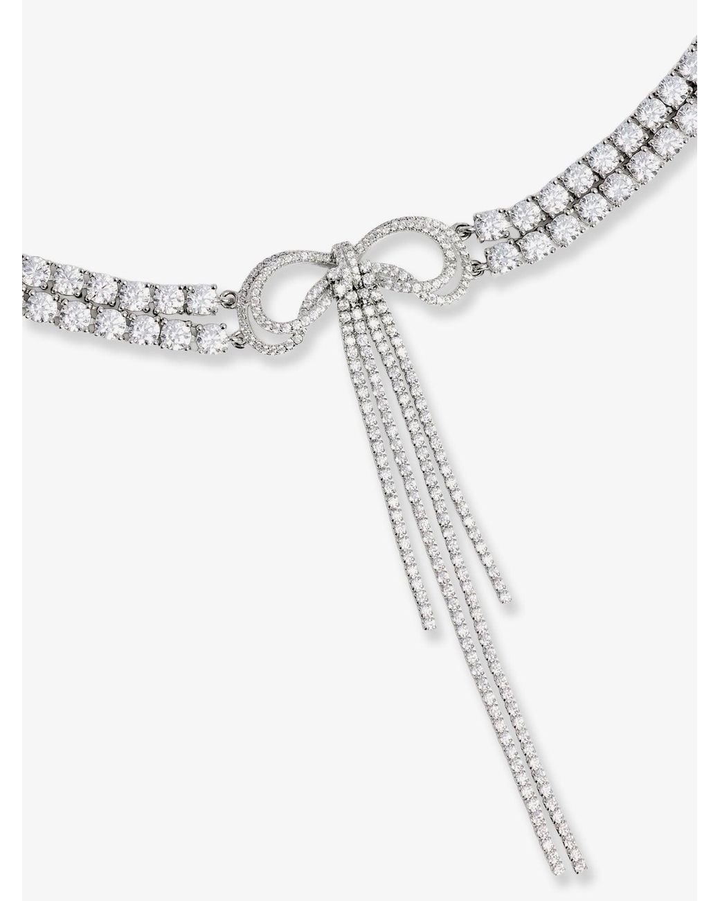 Self-Portrait White Self Portrait Double Crystal Bow Choker