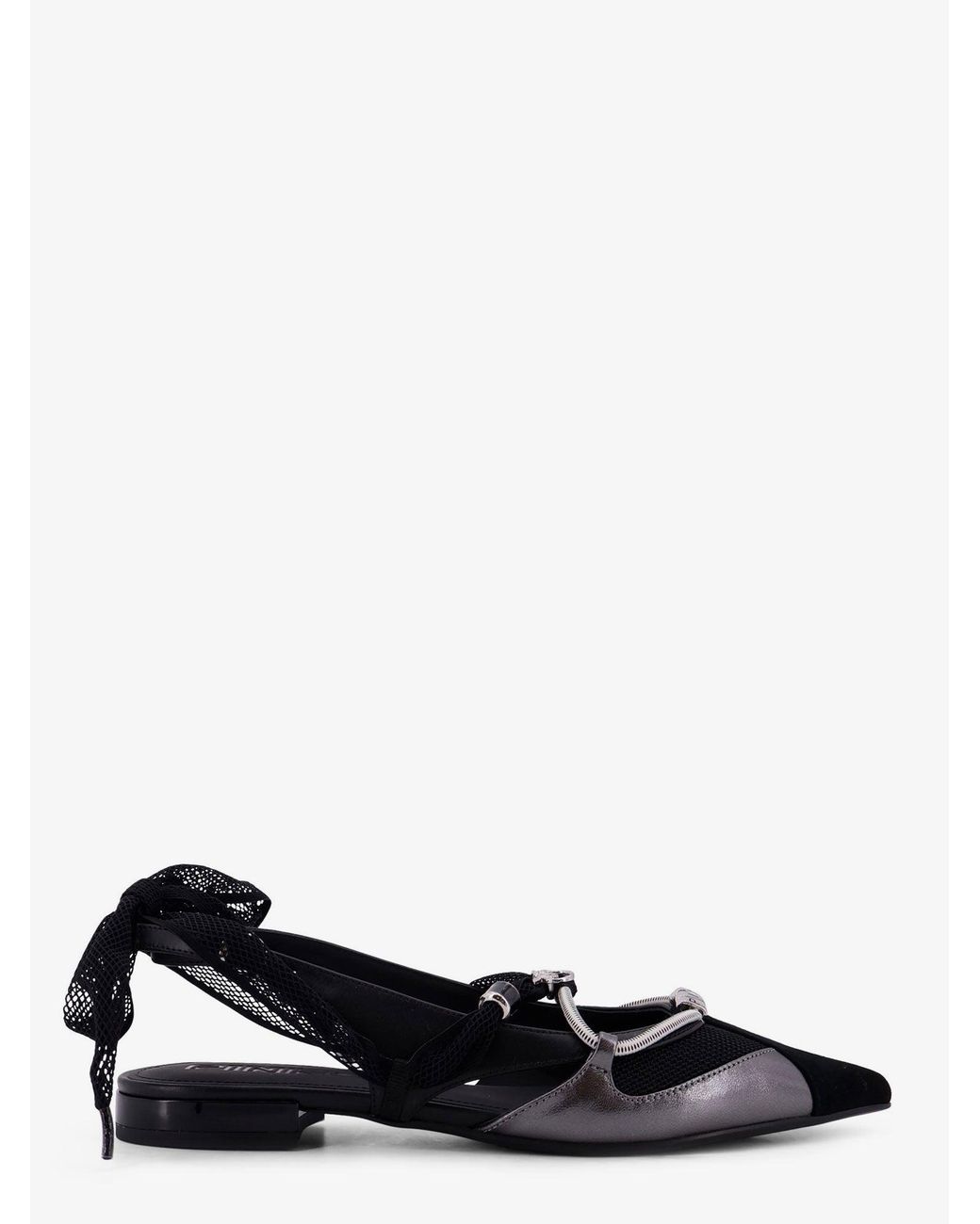Pinko Black Gianira Leather Ballerinas With Suede Inserts