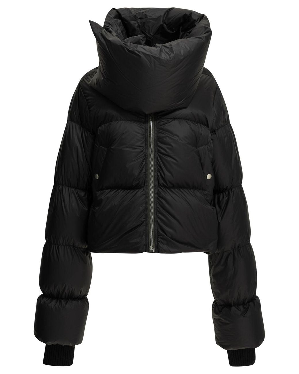 Rick Owens Black Funnel Neck Short Down Jacket