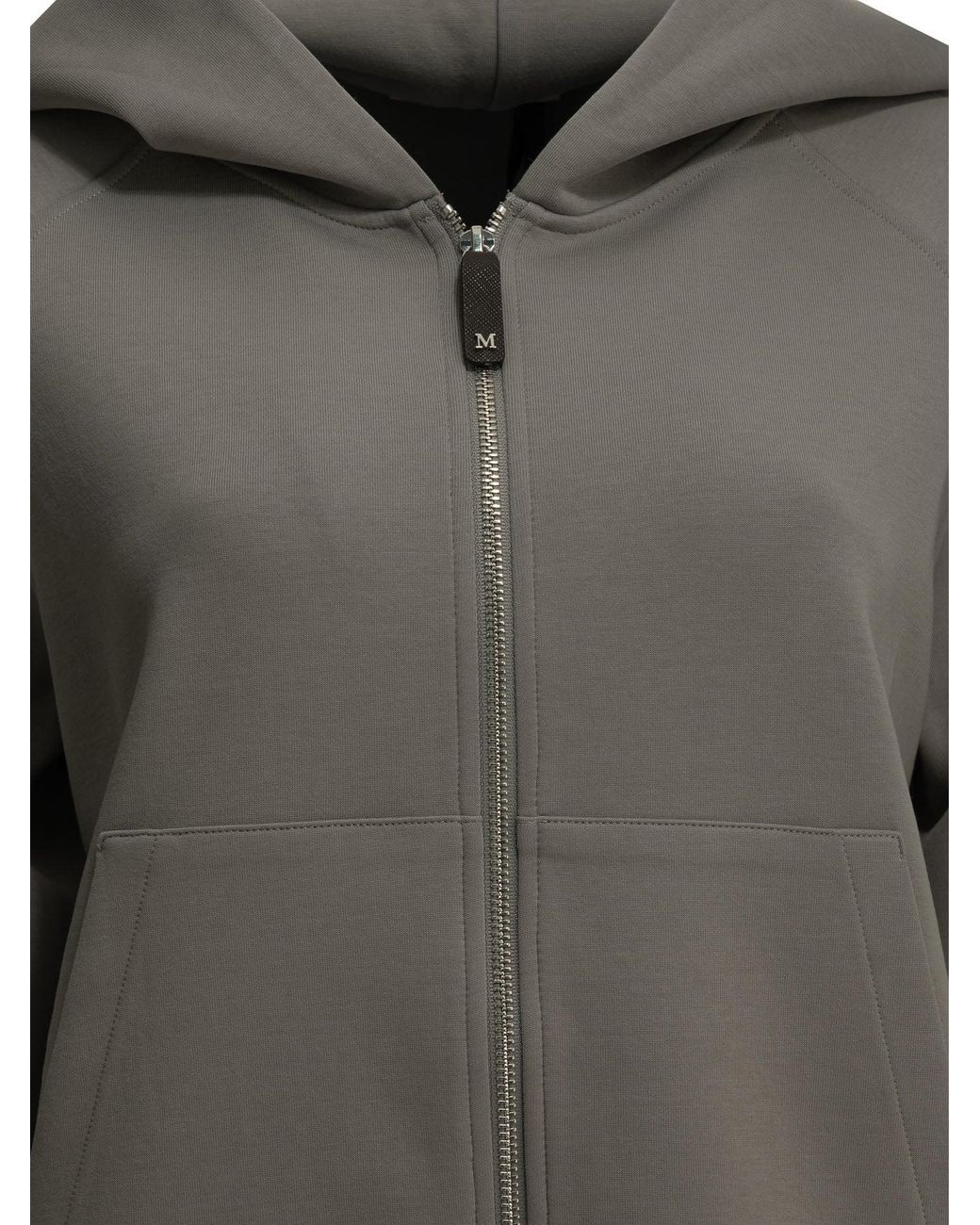 Max Mara Gray Hooded Sweatshirt Made Of Cotton Jersey
