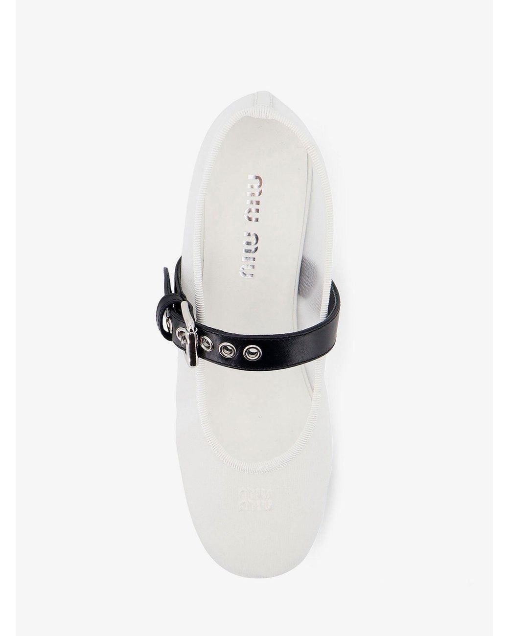 Miu Miu White Mesh Fabric Ballerinas