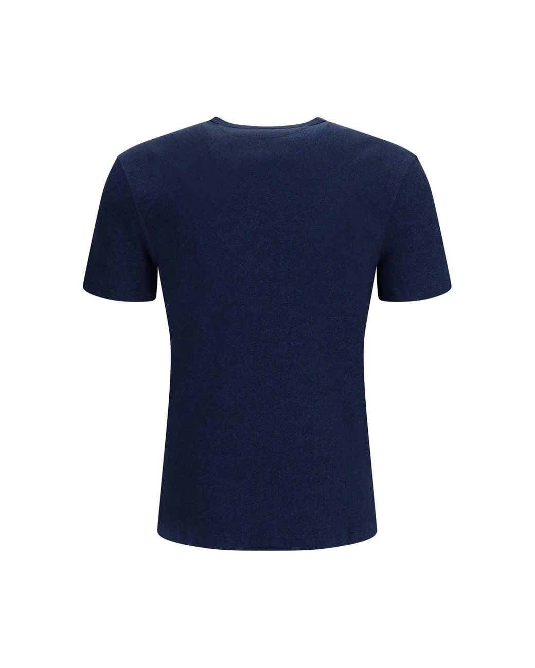 Brunello Cucinelli Blue Denim-Effect Ribbed Cotton T-Shirt for men