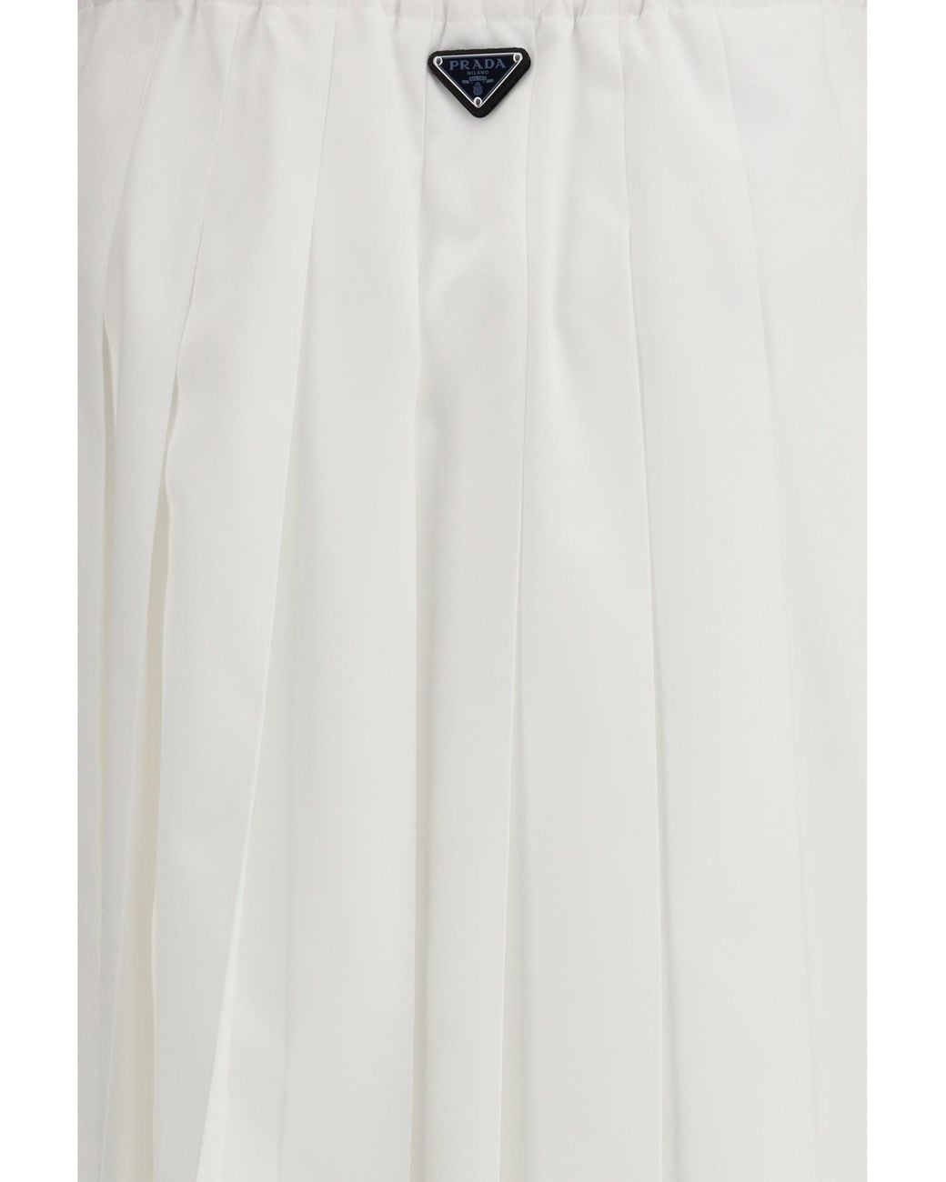 Prada White Pleated Jersey Skirt