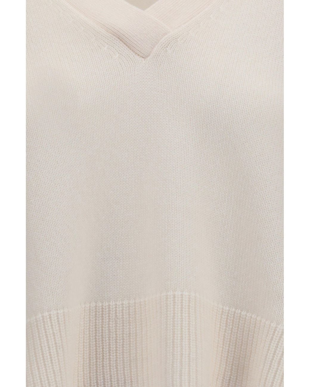 Verybusy White Cashmere V-Neck Sweater Lily