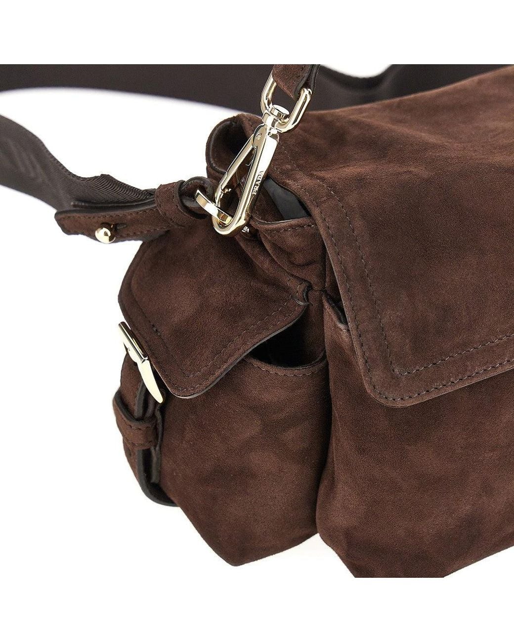 Prada Brown Suede Leather Medium Explore' Bag