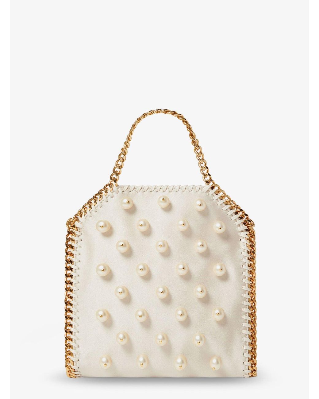 Stella McCartney Natural Falabella Satin Crossbody Bag With Vegan Pearl Detail