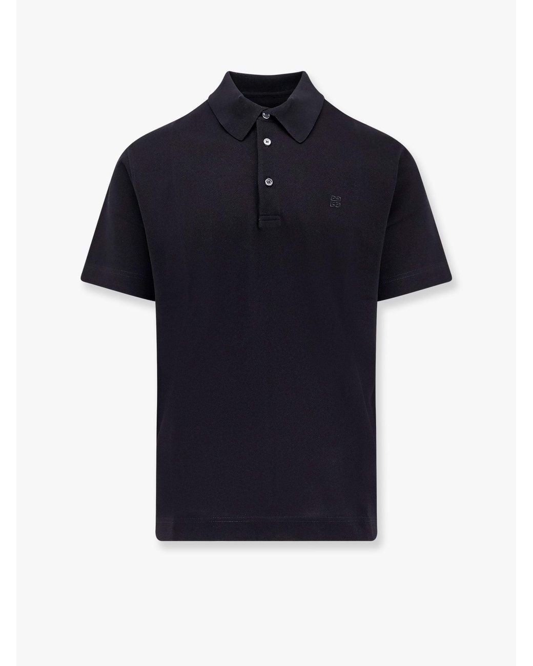 Givenchy Blue Pique Cotton Polo Shirt With 4G Embroidery for men