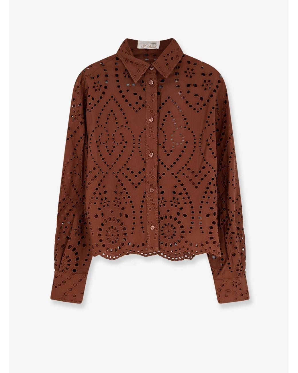 Mc2 Saint Barth Brown Shirt Sangallo Lace