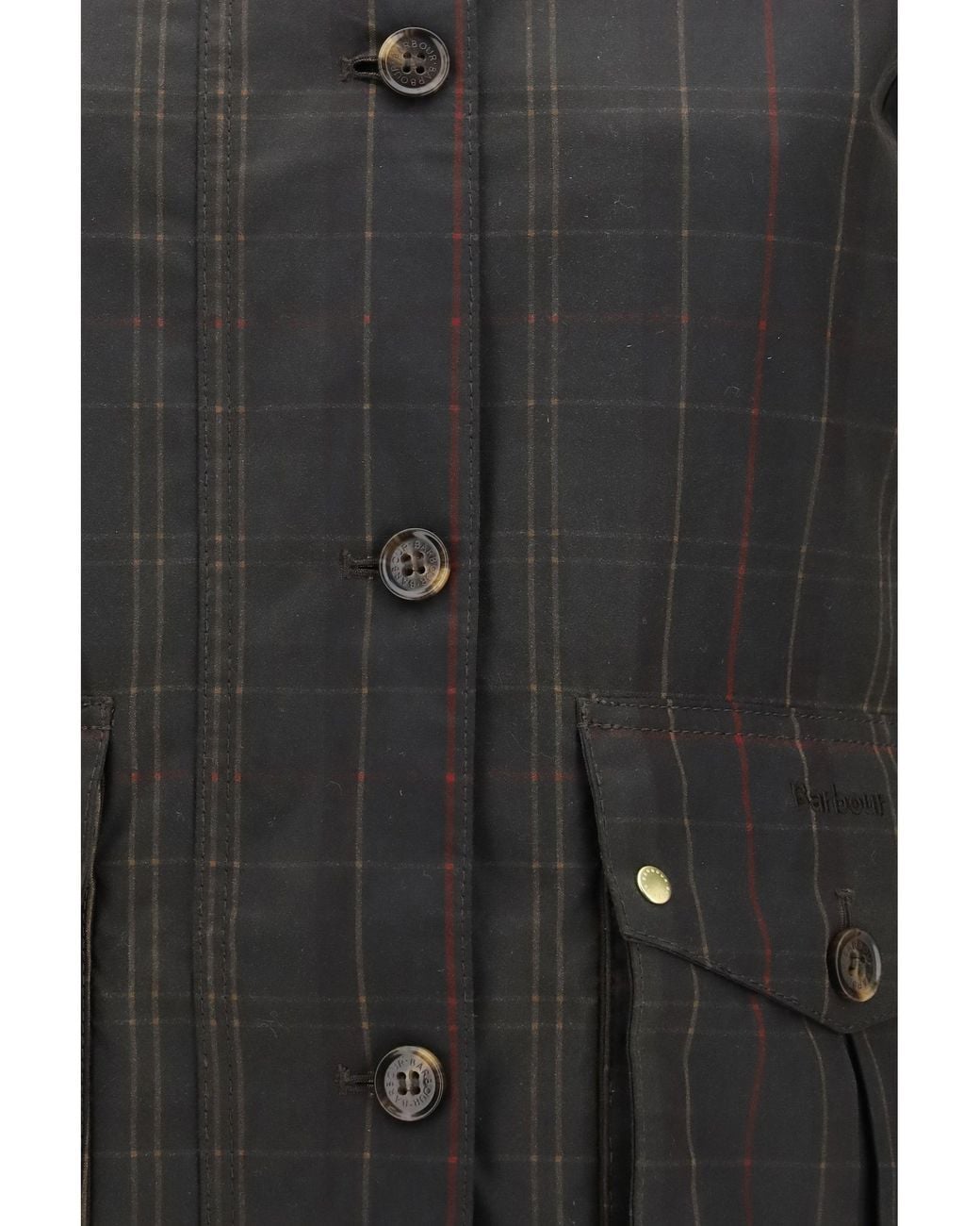 Barbour Black Marena Check Waxed Jacket Classic Tartan