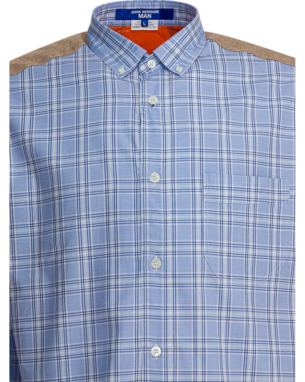 Junya Watanabe Blue Check Shirt With Quilted Inserts for men