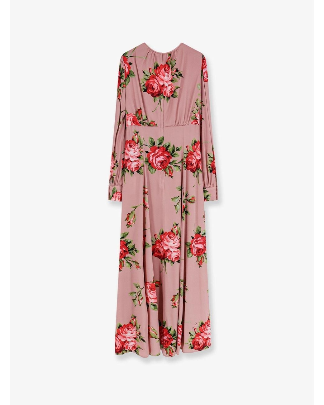 Dolce & Gabbana White Dolce & Gabbana Long Silk Dress With Bouquet Rose Print