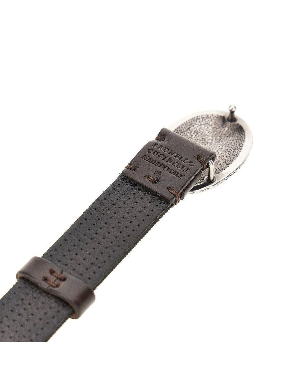 Brunello Cucinelli Black Texture Leather Belt for men