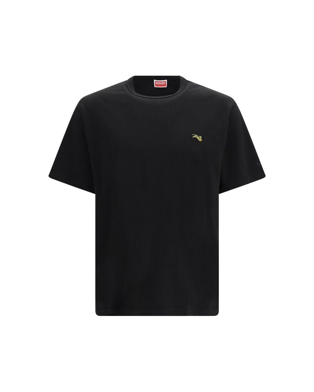 KENZO Black Jumping Tiger Embroidered Cotton T-Shirt for men