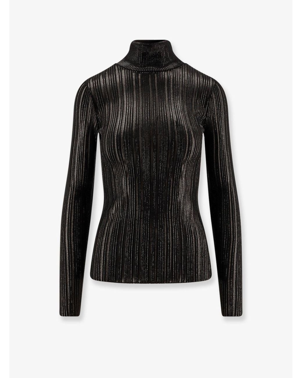 Elisabetta Franchi Black Metallic Fabric Turtleneck Sweater