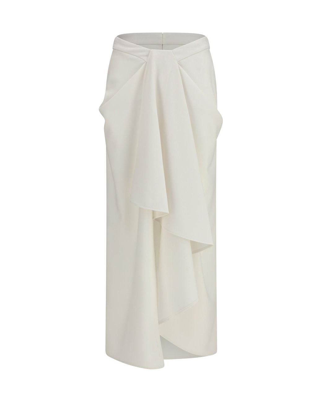 Givenchy White Long Draped Wool And Mohair Skirt
