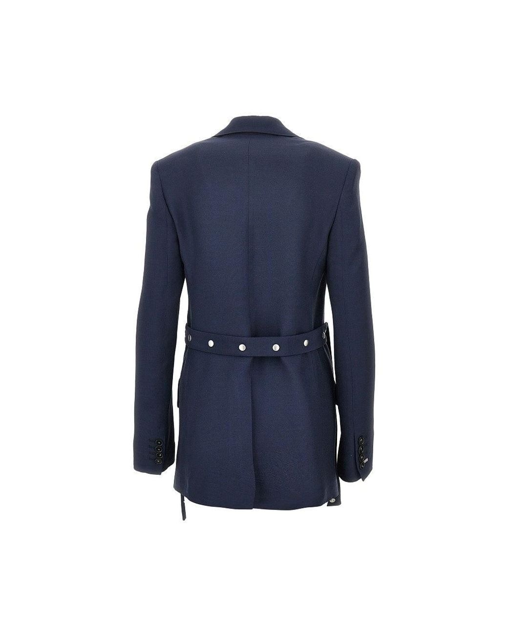 Stella McCartney Blue Single-Breasted Jacket With Press-Studs Belt