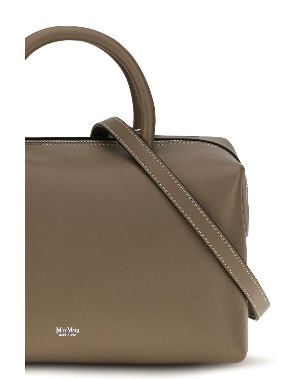 Max Mara Brown Holdall Leather Handbag Clay