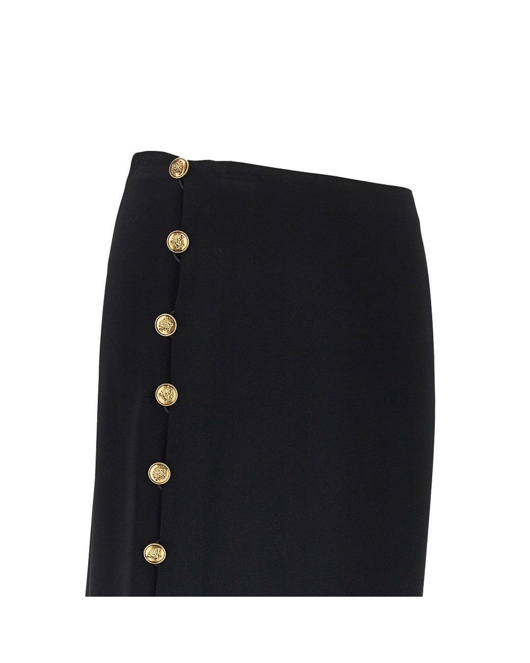 Versace Black Stretch Viscose Skirt With Medusa Buttons