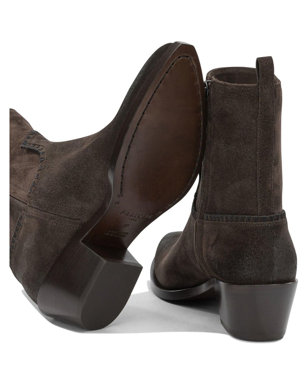 Sartore Brown "Velour 45Mm" Ankle Boots With Zipper