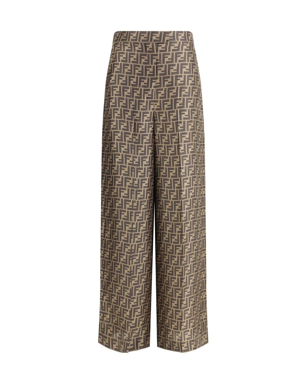 Fendi Natural Monogram Pattern Silk Pants