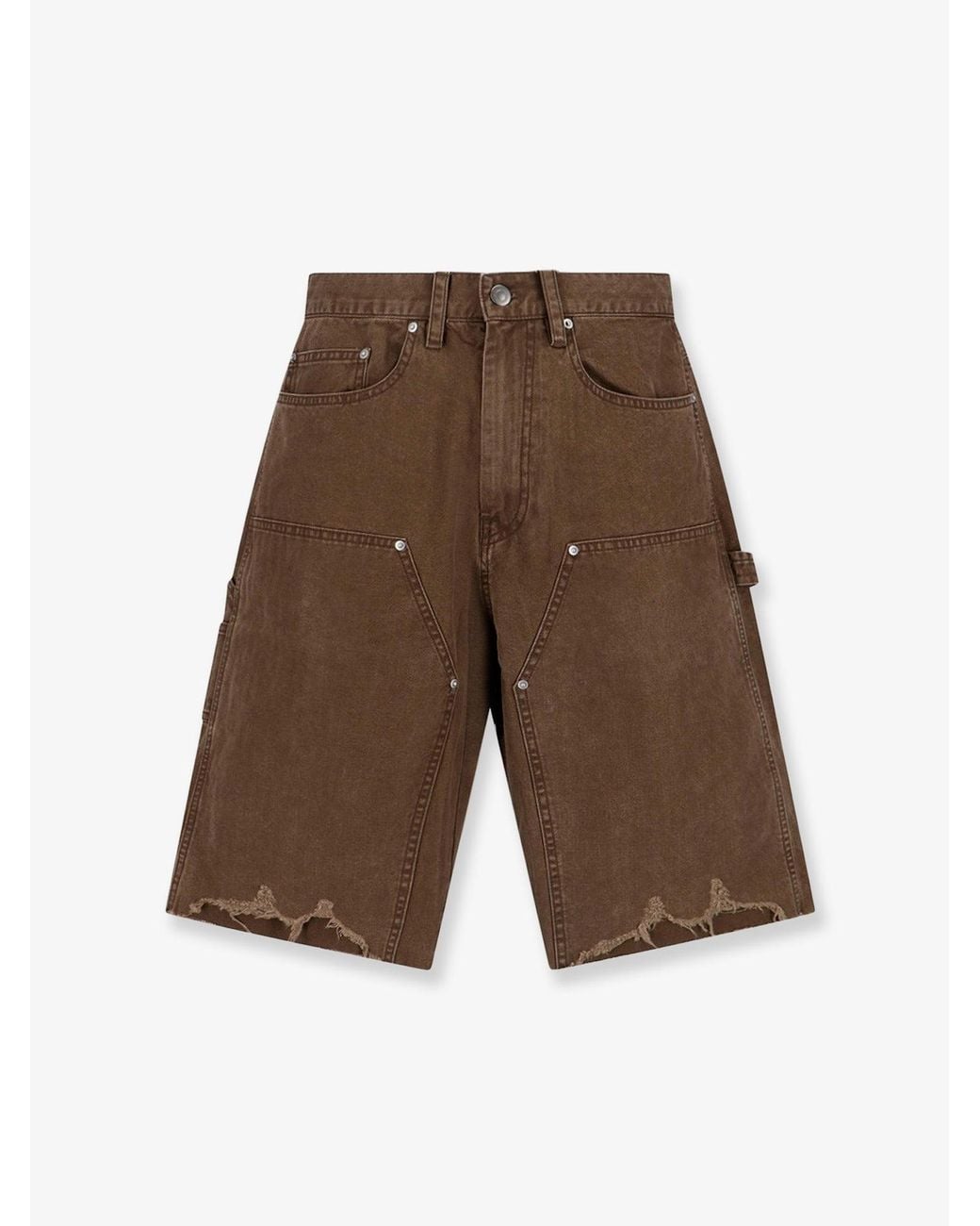 TONYWACK White Cargo Cotton Bermuda Shorts With Distressed Effect for men