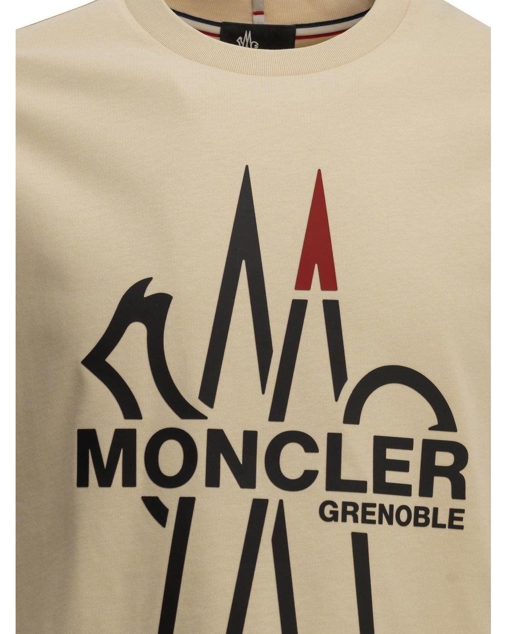 Moncler Natural Crewneck T-Shirt With Logo for men
