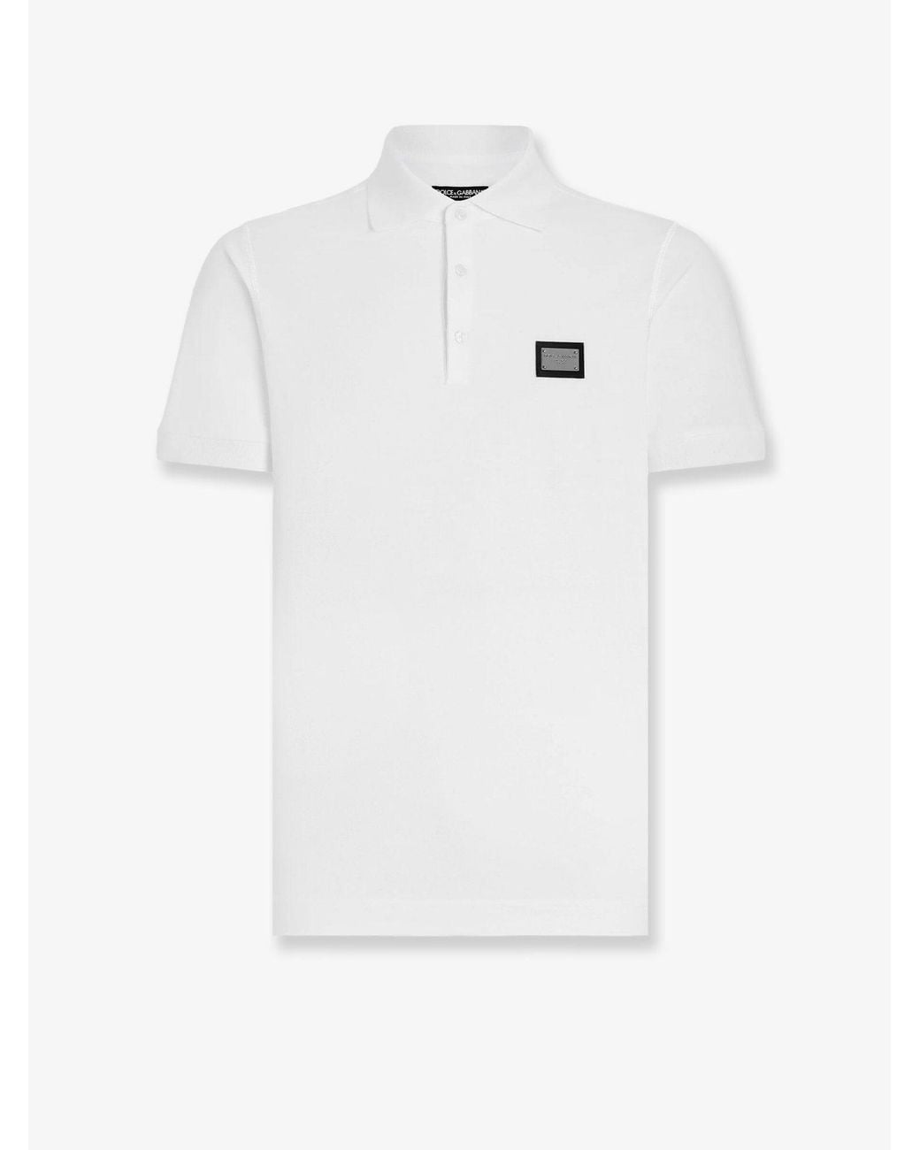 Dolce & Gabbana White Cotton Polo Shirt for men