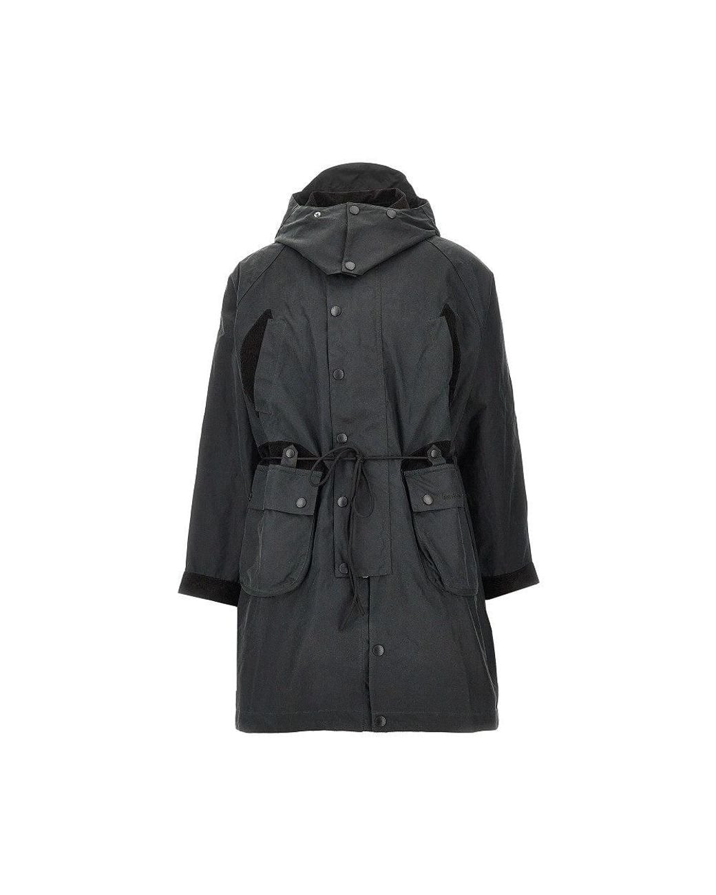 Barbour X Norbit Black Waxed Cotton Long Jacket for men