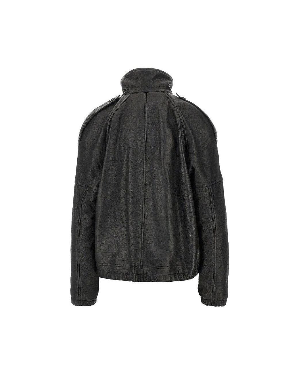Saint Laurent Black Padded Leather Oversized Jacket