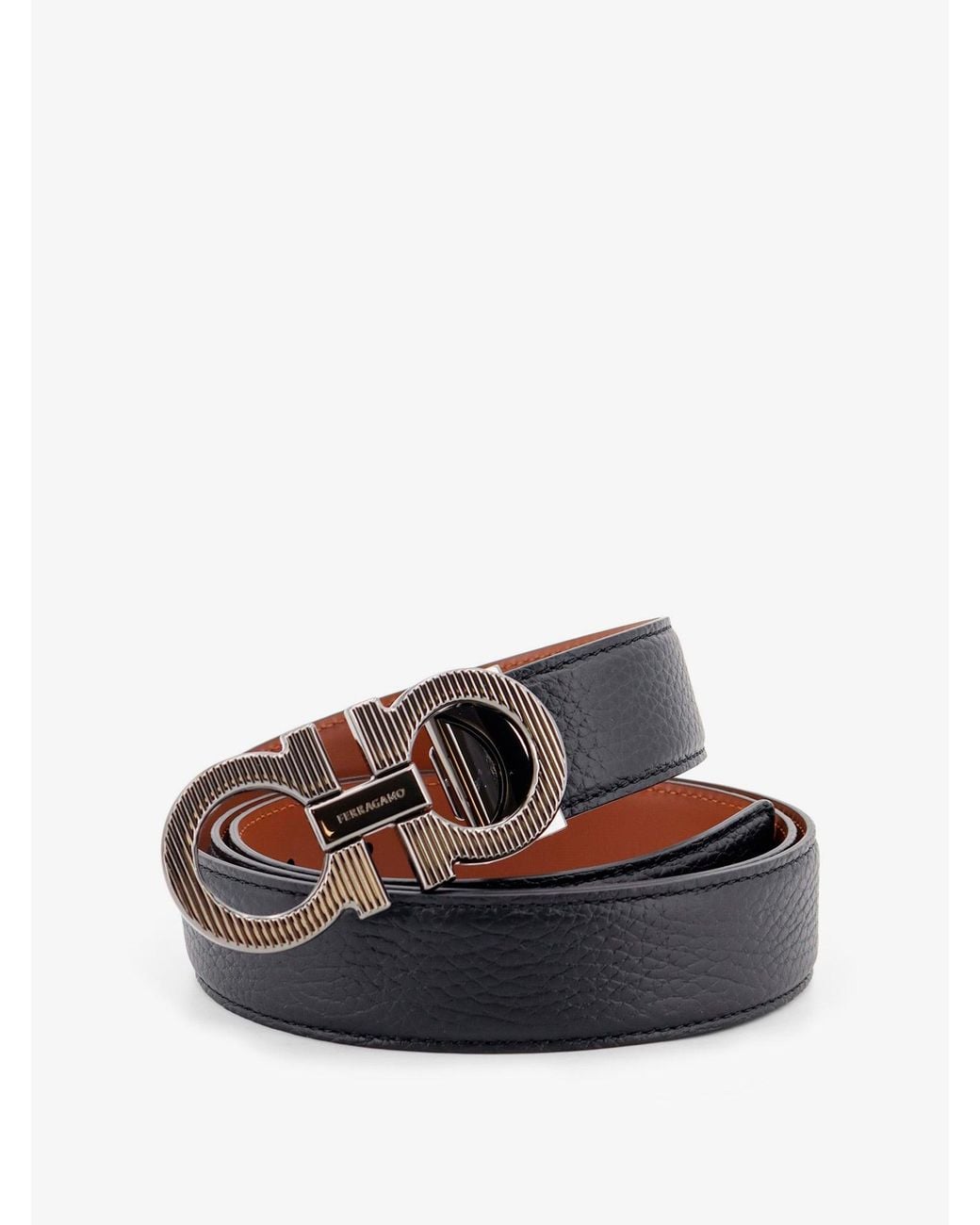 Ferragamo White Reversible Leather Gancini Belt for men