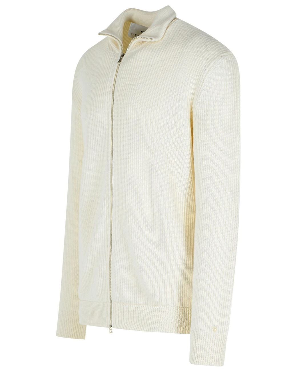 Seven Gauge White Cream Wool Sweater for men
