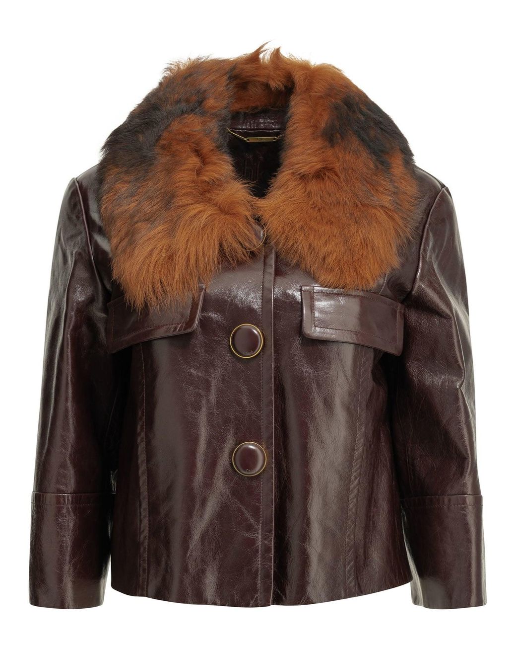 Chloé Brown Cropped Leather Jacket