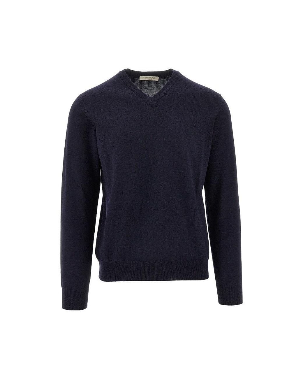 THE PULL Blue Extrafine Merino Wool Sweater for men