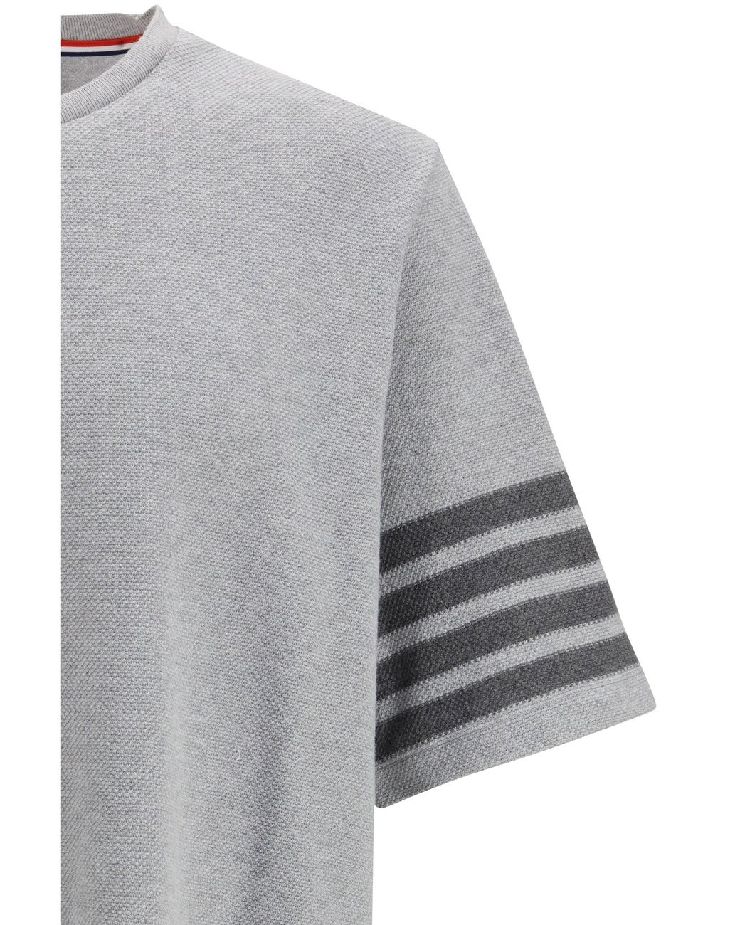 Thom Browne Gray Textured Cotton Piquã T-Shirt for men