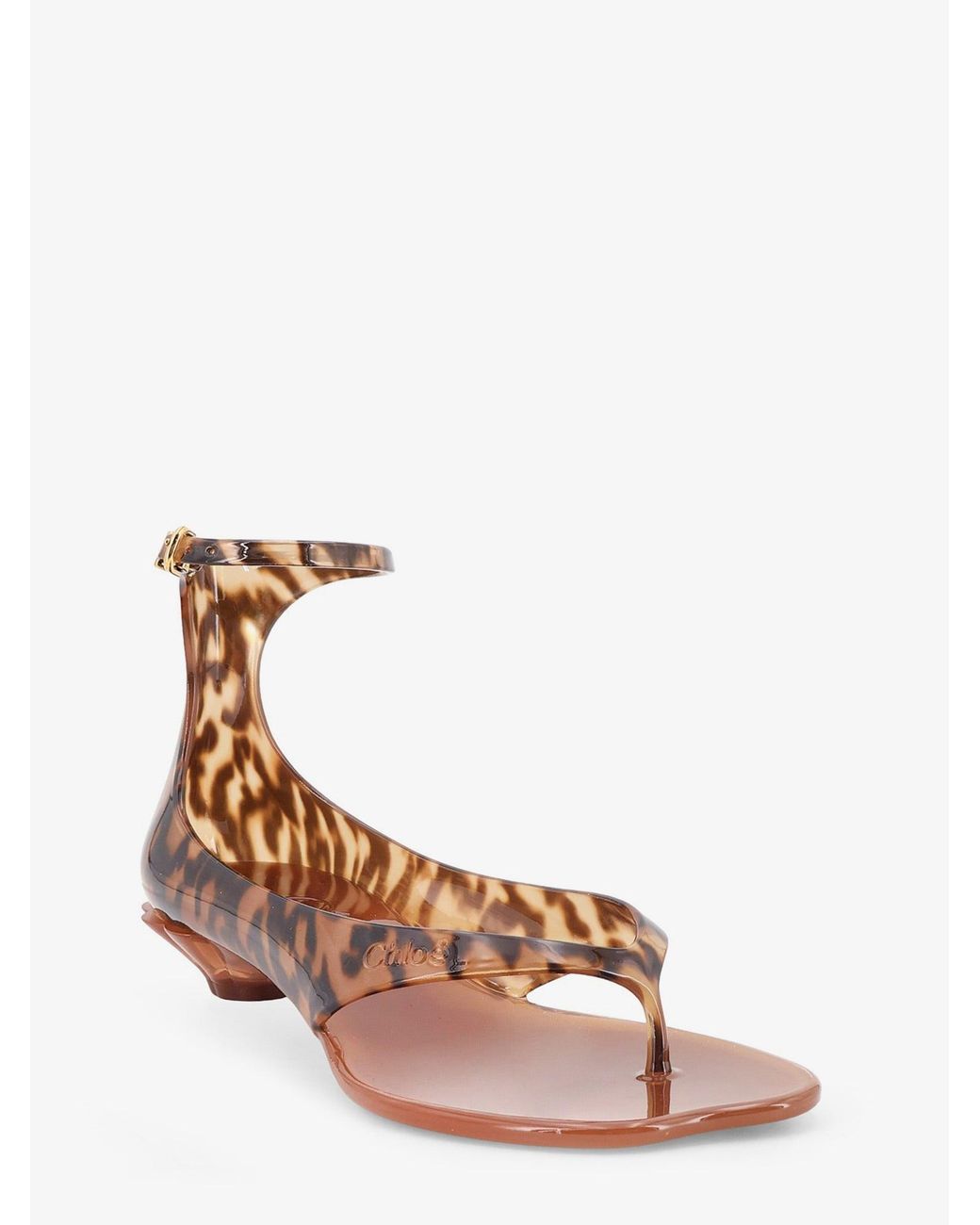 Chloé Brown Jelly Tpu Sandals With Animal Print