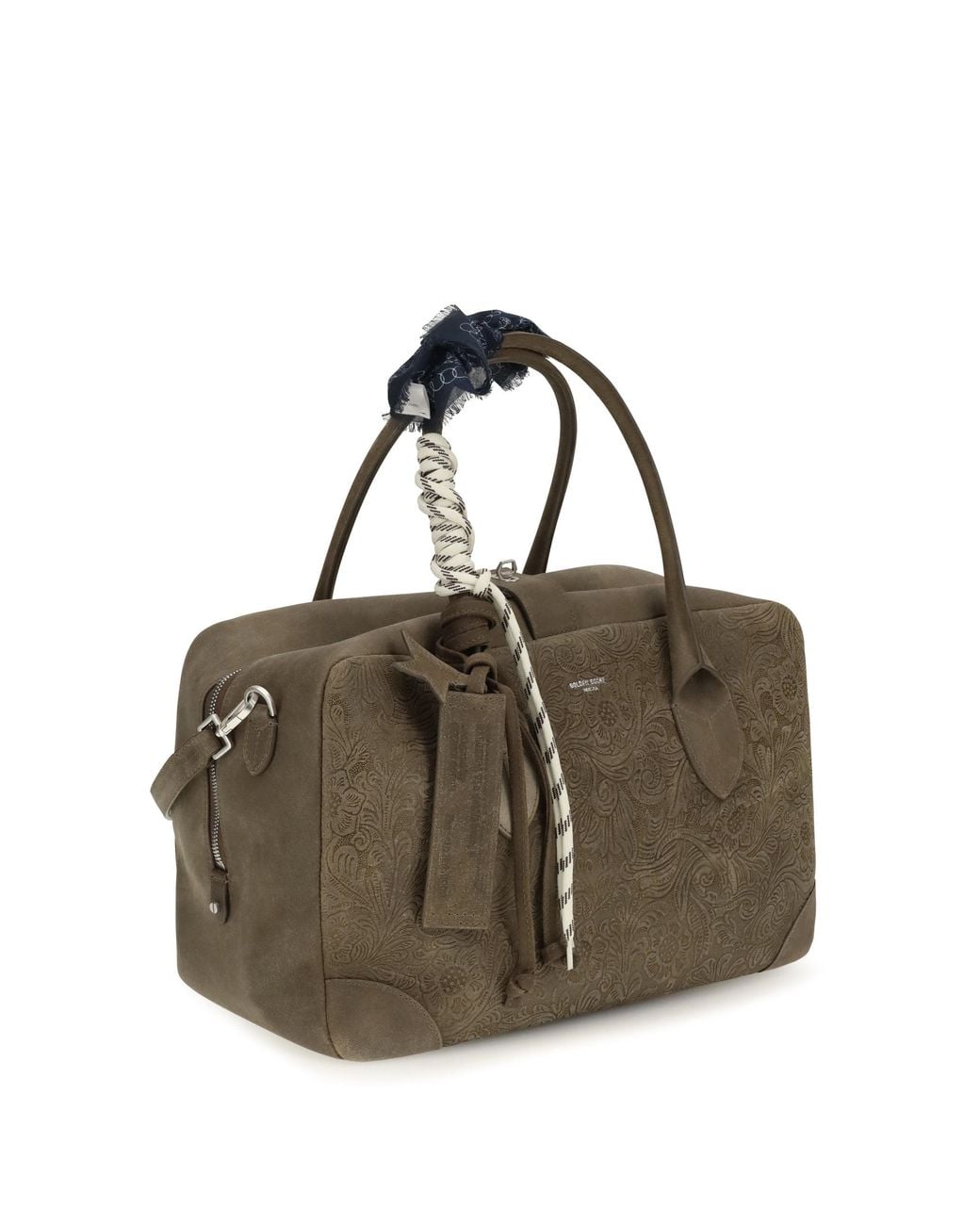 Golden Goose Deluxe Brand Metallic Vita Medium Leather Travel Bag Military