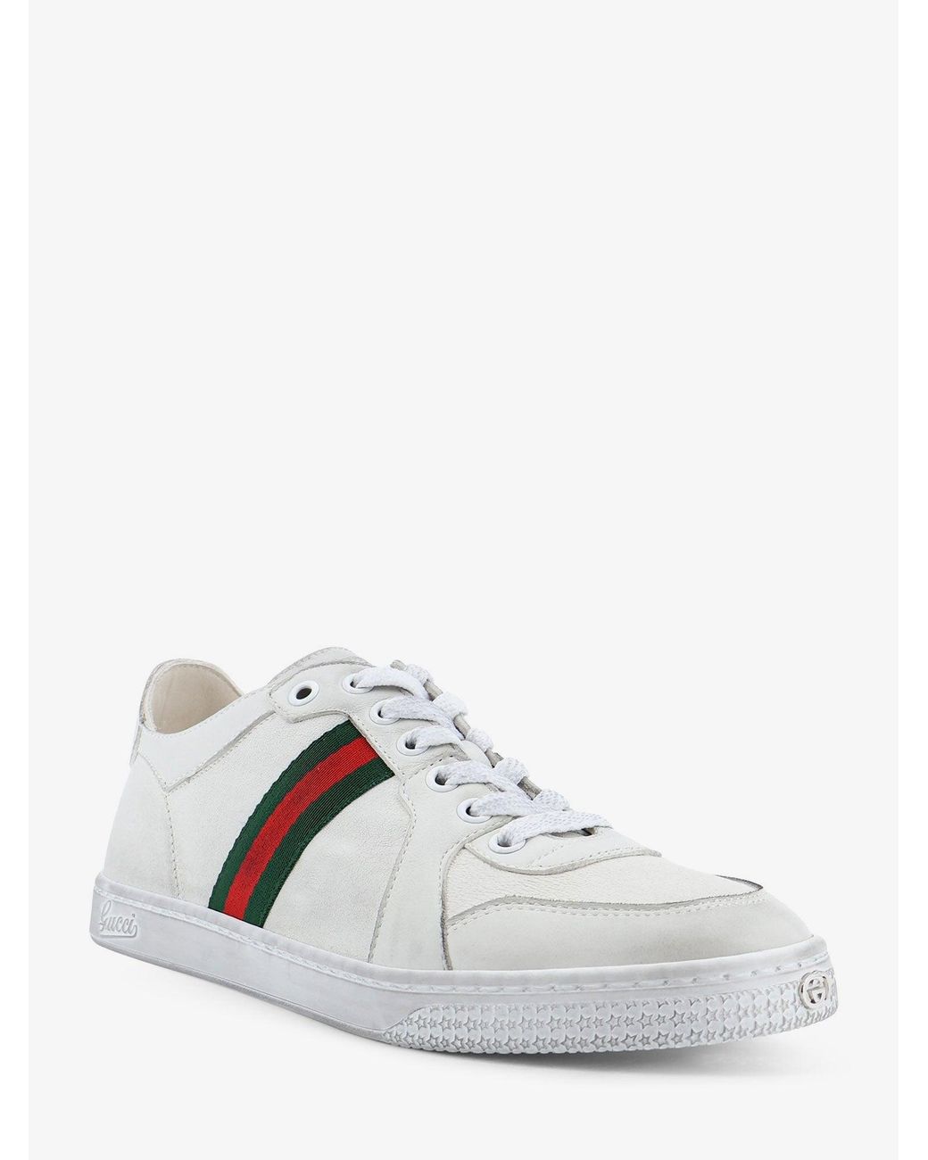 Gucci White Stretch Leather Sneakers