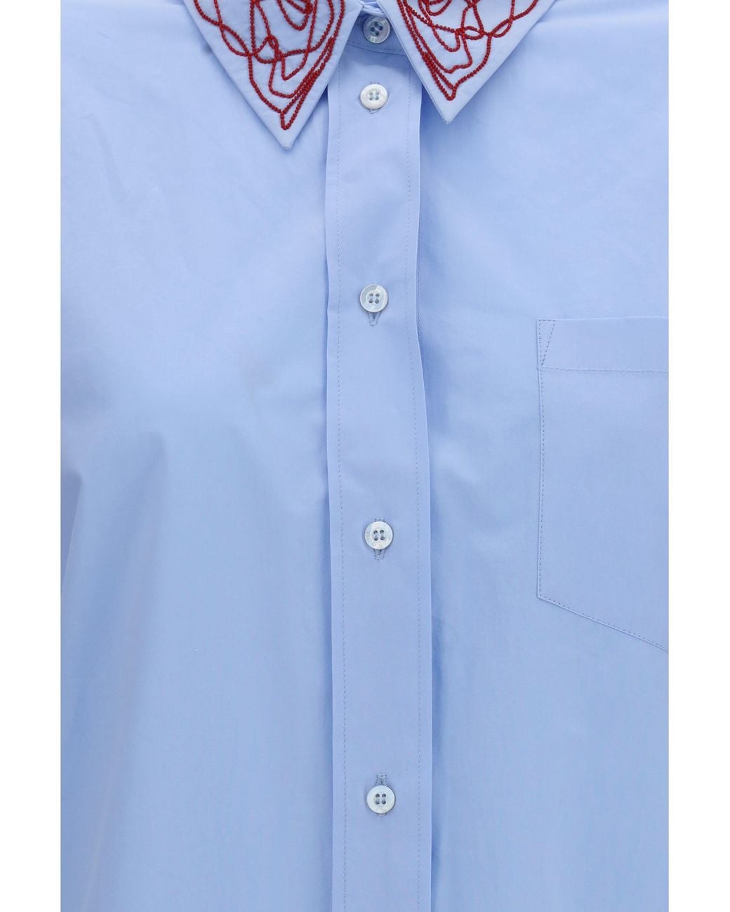 Fabiana Filippi Blue Boyfriend Poplin Shirt