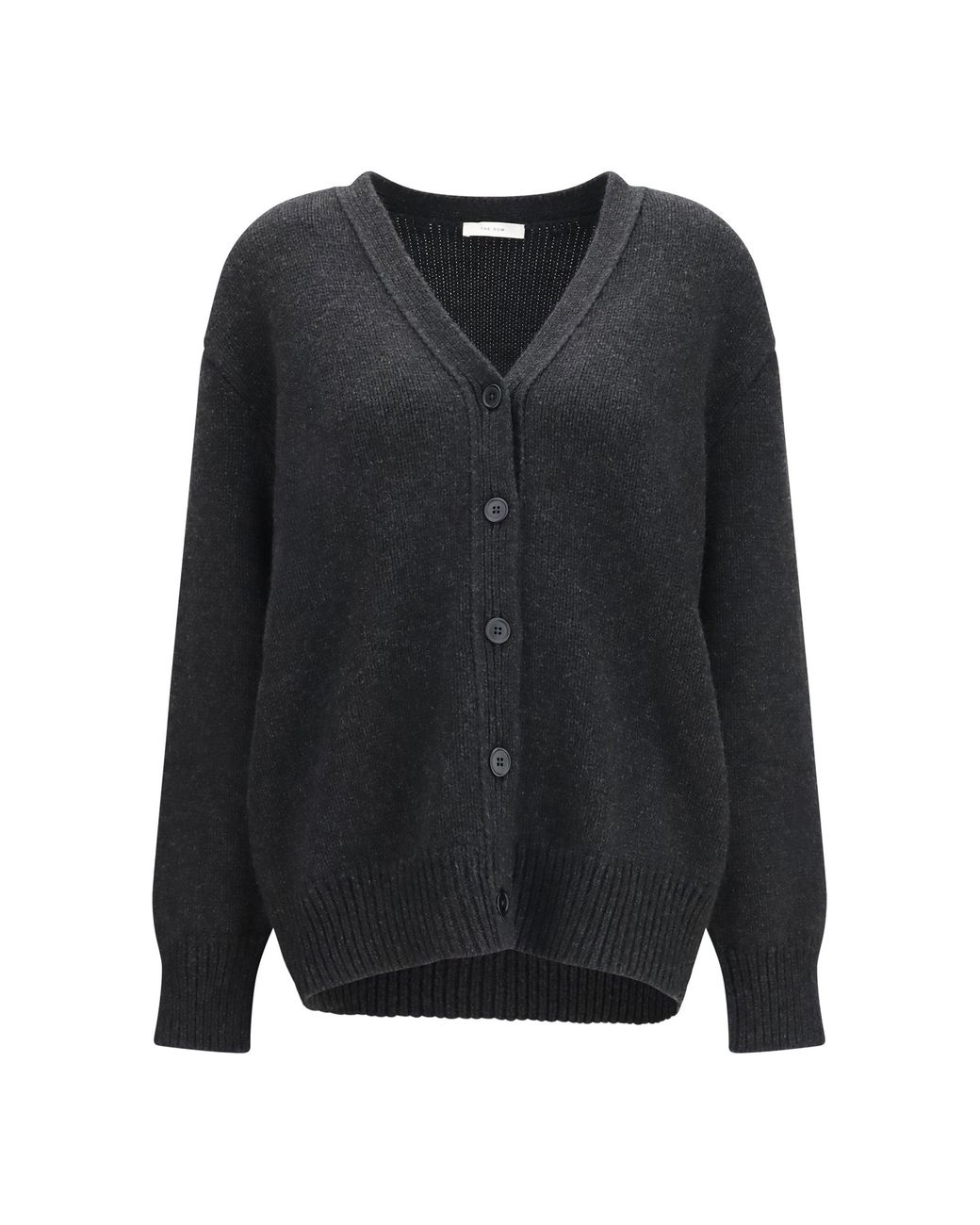The Row Black Pranavi Cashmere Cardigan Charcoal Melange