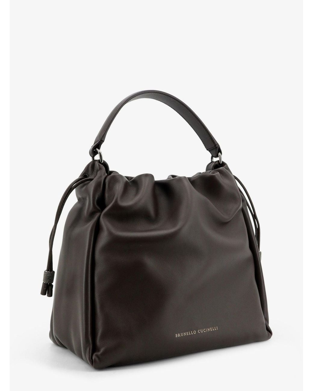 Brunello Cucinelli Black Bucket Mellow Leather Shoulder Bag