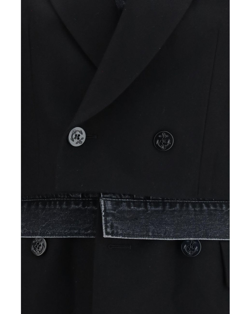 Sacai Black Wool Flannel And Denim Jacket