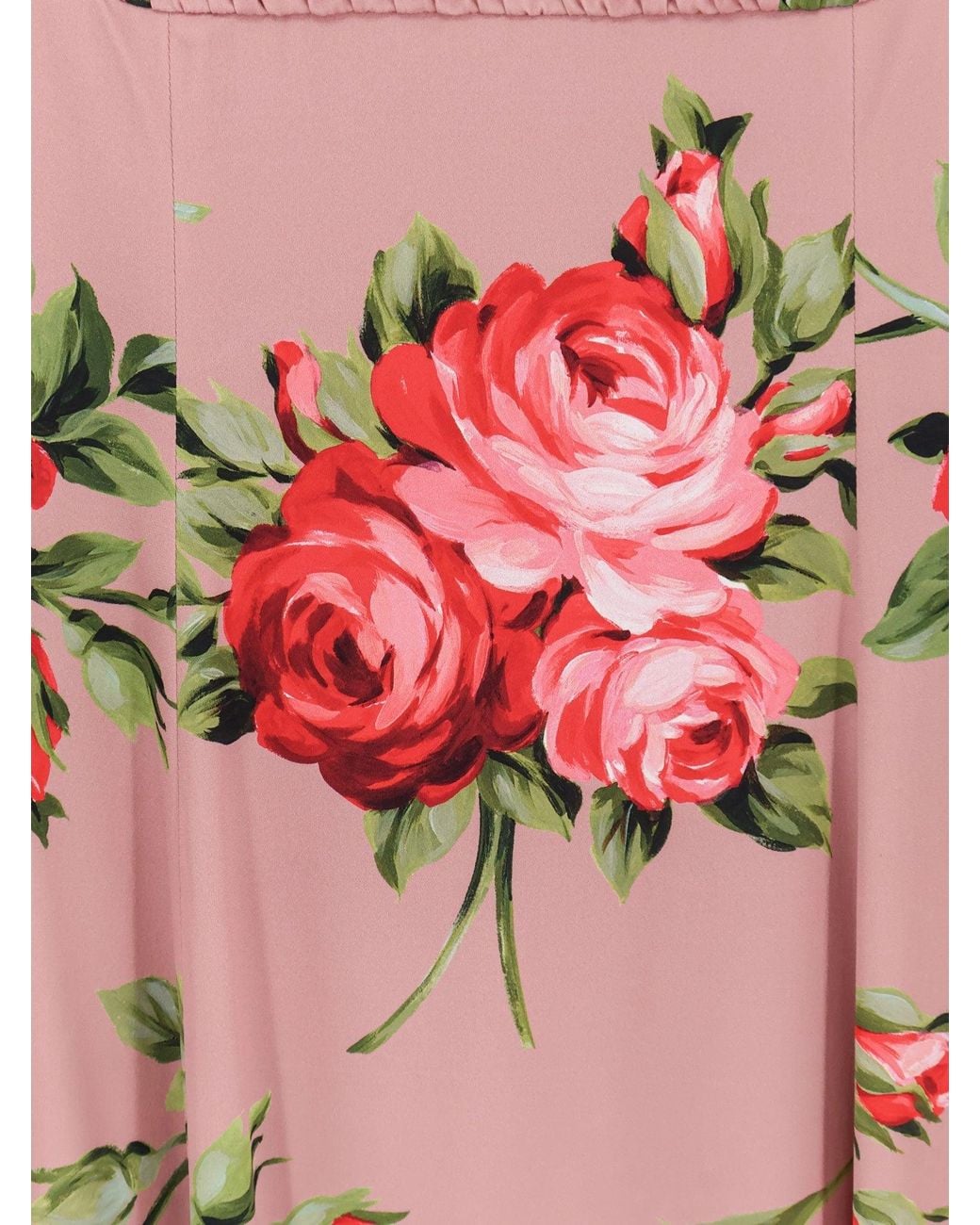 Dolce & Gabbana White Dolce & Gabbana Long Silk Dress With Bouquet Rose Print