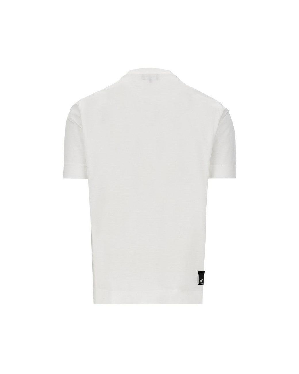 Emporio Armani White Lyocell And Cotton Blend T-Shirt With Logo for men