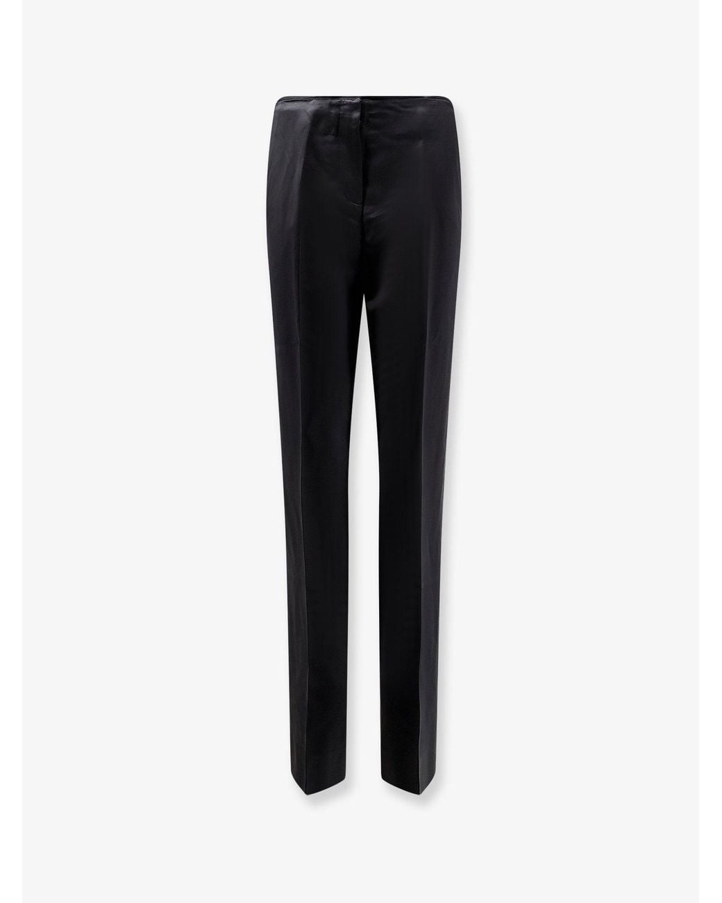 Totême Black Easy Raw Edge Viscose And Linen Trousers