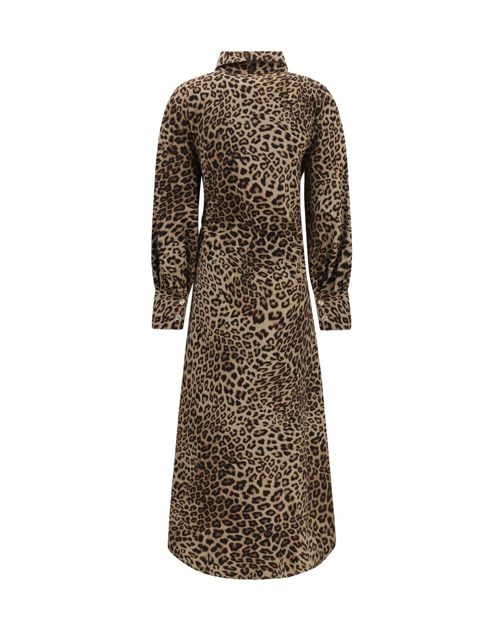 Ella Multicolor Leopard-Print Long-Sleeved Dress