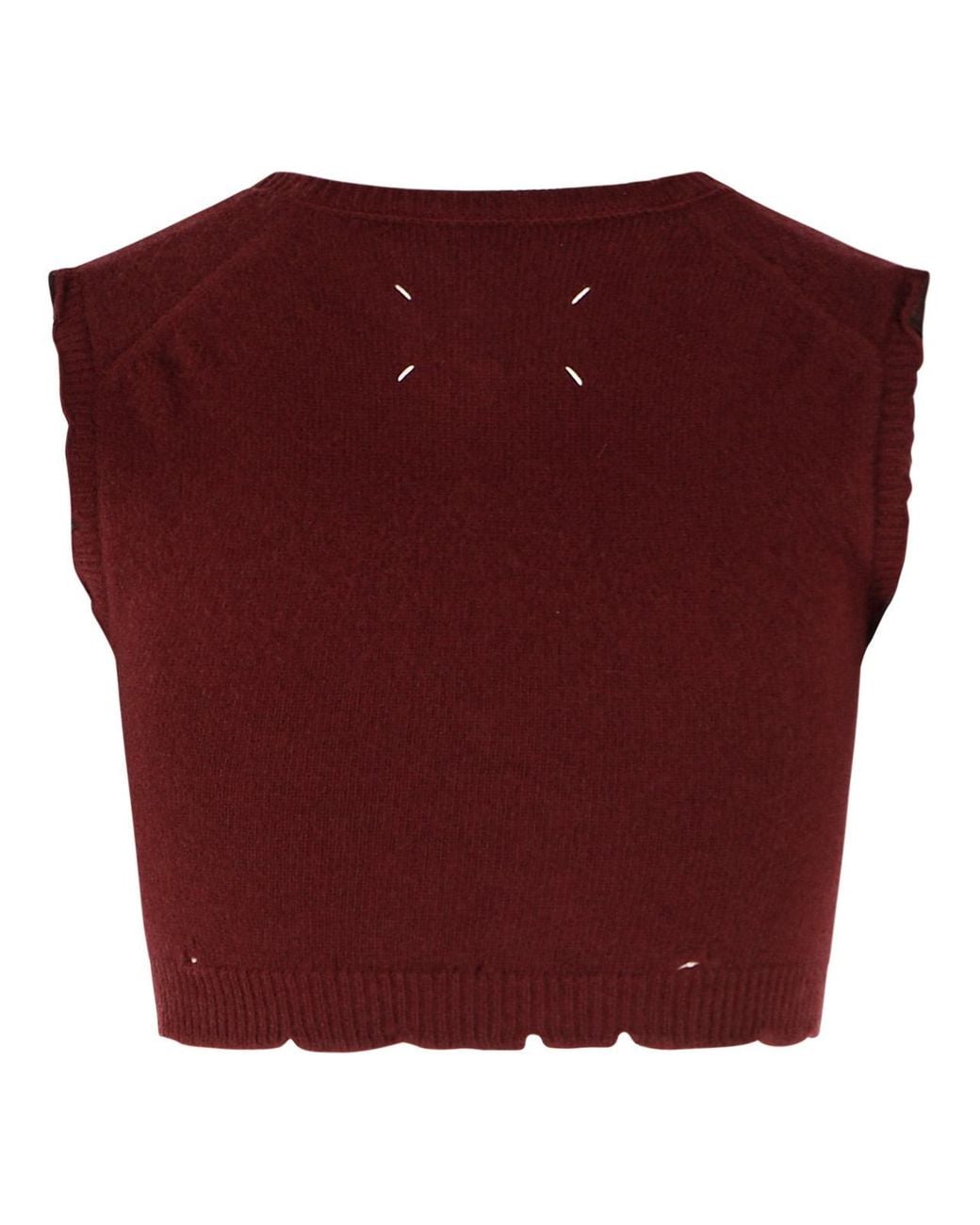 Maison Margiela Red Burgundy Virgin Wool Vest