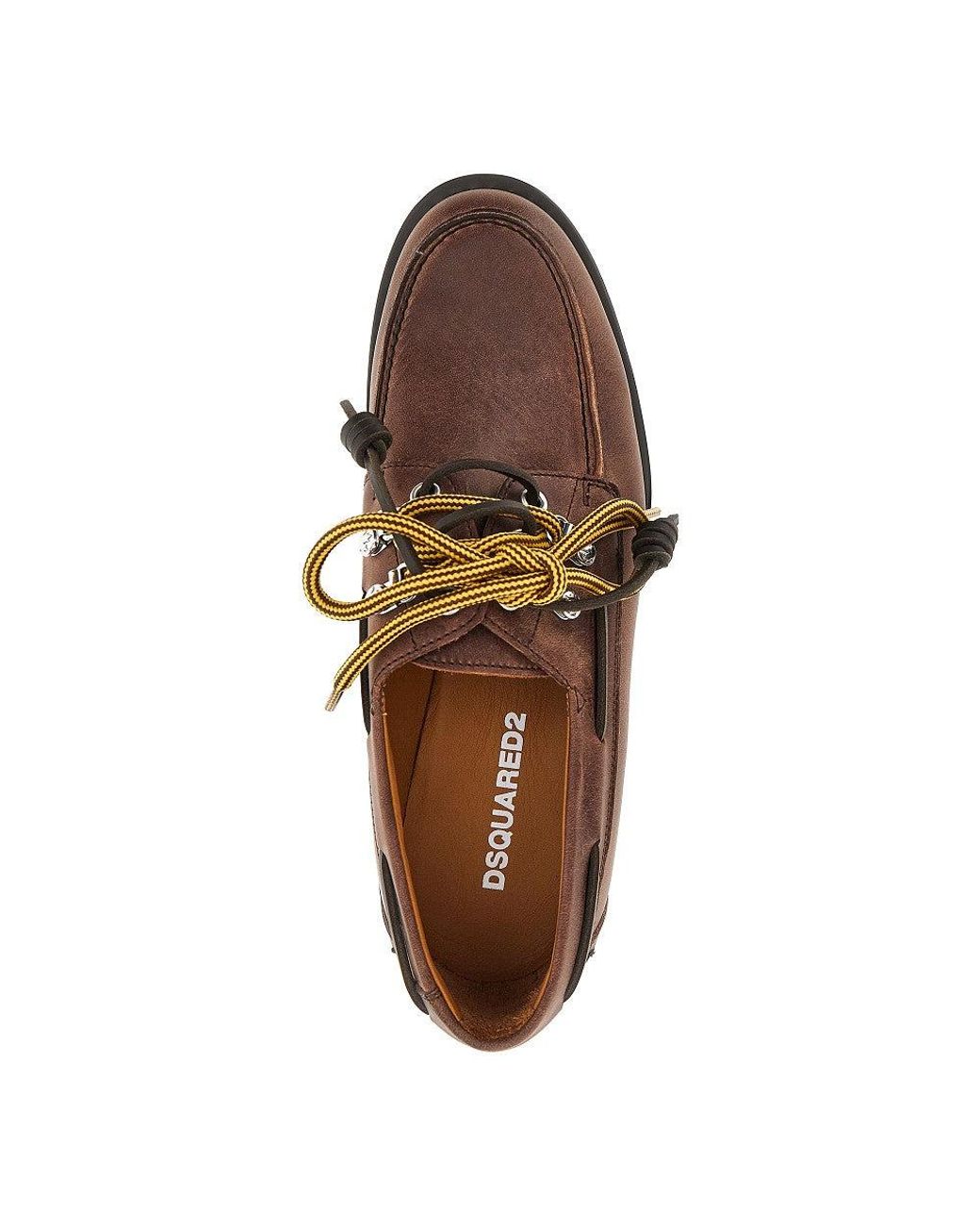DSquared² Brown 'D2 Cottage' Leather Boat Shoes for men
