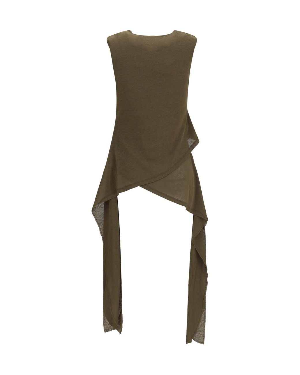 Ganni Green Asymmetrical Knot Top Military