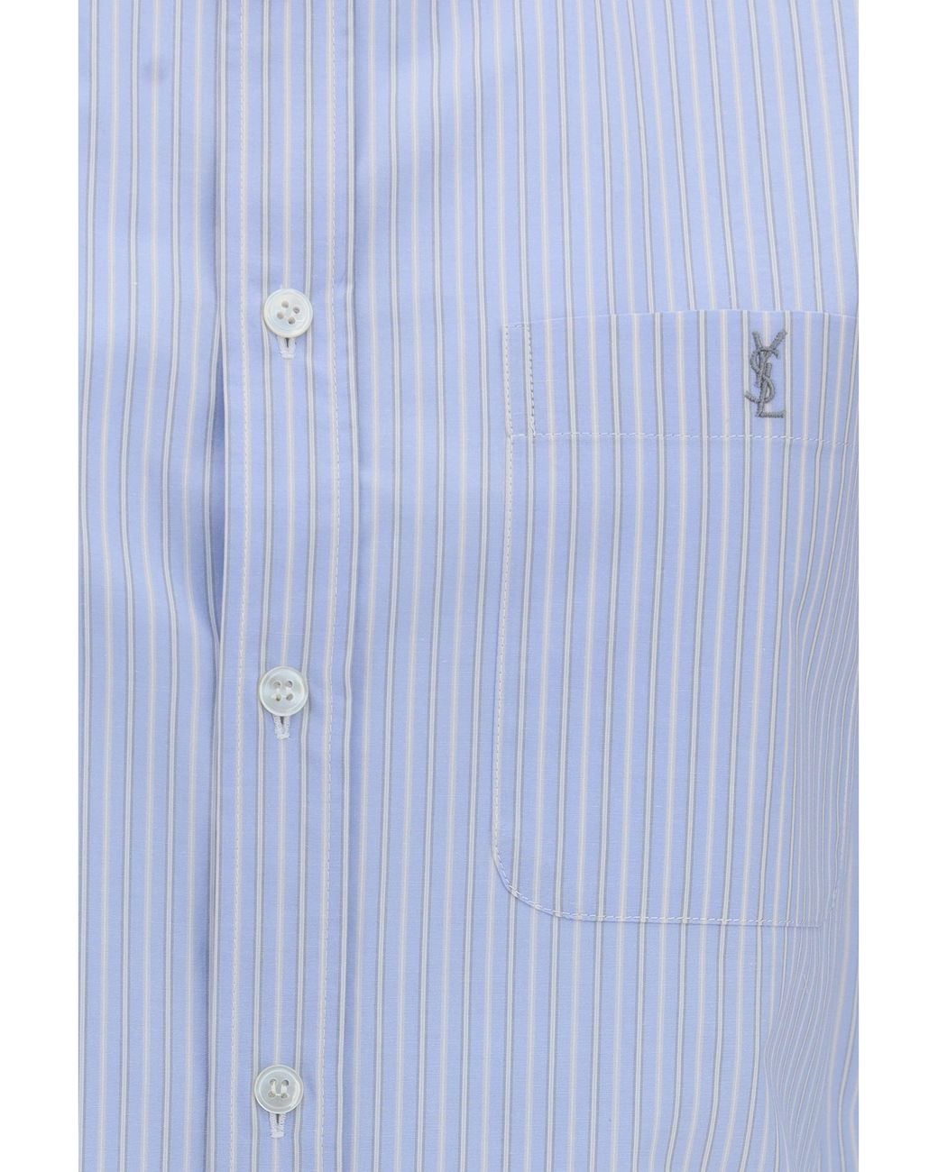 Saint Laurent Blue Cassandre Striped Poplin Shirt